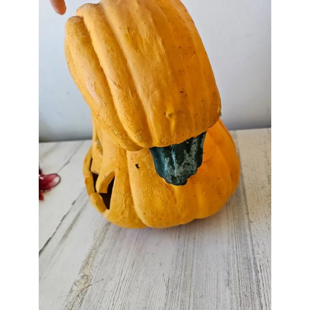 East West vintage gourd pumpkin curved light up as is Halloween fall decor large